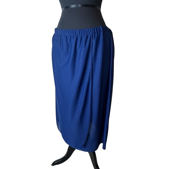 Conti-Lee New York Matching Two Piece Top And Skirt Navy Blue Vintage Sheer XL - Picture 13 of 16